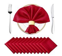 Horbaunal 16 Pack Red Satin Napkins 20 x 20 Inch, Square Soft Table Dinner Napkins, Silky Cloth Napkins Table Decoration for Weddings Banquets Parties