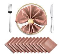 Horbaunal 16 Pack Rose Gold Satin Napkins 20 x 20 Inch, Square Soft Table Dinner Napkins, Silky Cloth Napkins Table Decoration for Weddings Banquets Parties