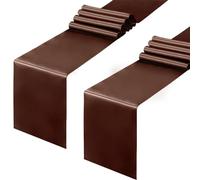 Horbaunal 2 Pack Brown Satin Table Runner 12 x 108 Inch, Smooth Table Runners for Wedding Banquets Birthday Party