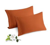 Horbaunal 2 Pack Microfiber Pillowcases King Size Burnt Orange Bed Pillow Cases with Envelope Closure, 1800 Thread Count Soft & Shrinkage Resistant Pillow Covers, 20 x 40 Inches