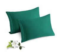 Horbaunal 2 Pack Microfiber Pillowcases King Size Dark Green Bed Pillow Cases with Envelope Closure, 1800 Thread Count Soft & Shrinkage Resistant Pillow Covers, 20 x 40 Inches