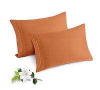 Horbaunal 2 Pack Microfiber Pillowcases Queen Size Caramel Pumpkin Bed Pillow Cases with Envelope Closure, 1800 Thread Count Soft & Shrinkage Resistant Pillow Covers, 20 x 30 Inches