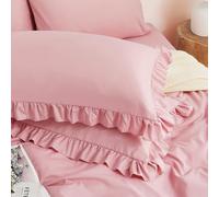 Horbaunal 2 Pack Pink Ruffle Pillowcases King Size, 20" x 36" Ruffle Pillow Covers Ultra Soft Microfiber Ruffled Fringe Pillow Shams, Shabby Chic Pillow Cases