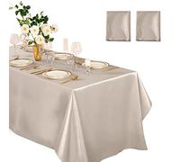 Horbaunal 2 Pack Taupe Satin Tablecloth 60 x 102 Inches Rectangle Satin Table Cover Bright Silk Table Cloth Smooth Table Decoration for Wedding Party Banquet