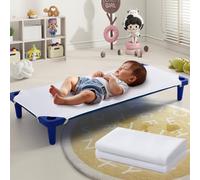 Horbaunal 2 Pack White Cot Sheets for Daycare/Pre-School Standard Size, 23" x 51" Cot Fitted Sheets, Microfiber Fitted Cot Cover for Preschool Kids Nap Time, Daycare Essentials