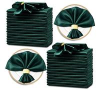 Horbaunal 30 Pack Forest Green Satin Napkins 20 x 20 Inch, Square Soft Table Dinner Napkins, Silky Cloth Napkins Table Decoration for Weddings Banquets Parties