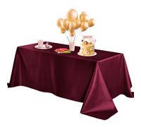 Horbaunal Burgundy Satin Tablecloth 60 x 84 Inches Rectangle Table Cloth Bright Silky Table Cover Overlay Dining Tablecloths for Wedding Party Banquets