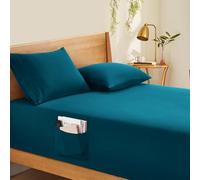 Horbaunal Extra Deep Pocket King Fitted Sheet Only - Fits Up to 24 Inch Mattress - Luxury 1800 Thread Count - Microfiber Teal Fitted Bed Sheet King Size