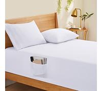 Horbaunal Extra Deep Pocket King Fitted Sheet Only - Fits Up to 24 Inch Mattress - Luxury 1800 Thread Count - Microfiber White Fitted Bed Sheet King Size