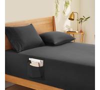 Horbaunal Extra Deep Pocket Queen Fitted Sheet Only - Fits Up to 24 Inch Mattress - Luxury 1800 Thread Count - Microfiber Dark Grey Fitted Bed Sheet Queen Size