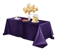 Horbaunal Purple Satin Tablecloth 60 x 120 Inches Rectangle Table Cloth Bright Silky Table Cover Overlay Dining Tablecloths for Wedding Party Banquets