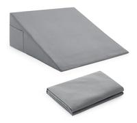 Horbaunal Silver Grey Bed Wedge Pillow Cover with Zipper Design, Wedge Pillowcase Protector with Side Pocket for Storage, 26" L x 25" W x 7.5" H(Pillow Not Include)