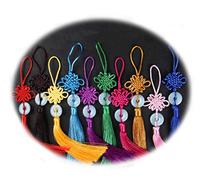 HorBous 8 PCS 10”Manual Oriental Imitation Jade Peace Buckle Tassel Chinese knot Pendant Gift for Car Decoration , Home Decoration, Color Random.