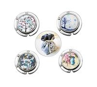 HorBous Foldable Purse Hooks, Women Bag Hook Hanger - Table Handbag Storage, Mixed Set (4 Pack+1 Bag)