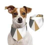 Horden Geometric Triangle Grey Silver Mustard,Dog Bandanas Cotton Pet Scarf Adjustable Bibs for Pet,S