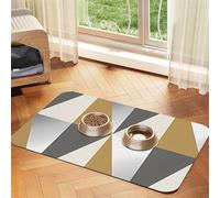 Horden Geometric Triangle Grey Silver Mustard,Waterproof Pet Feeding Mat,PU Leather Placemats for Cat Dog Water Bowl,Food Mats,30x45cm