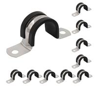 Hordion 10 PCS Rubber Cushioned U Bracket Clamp, 25mm (1") Reinforced Rigid Pipe Strap Rubber Cushioned Insulated Conduit Straps Cable Clamp for Tube Pipe Fixing