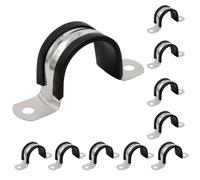 Hordion 10 PCS Rubber Cushioned U Bracket Clamp, 32mm (1-1/4") Reinforced Rigid Pipe Strap Rubber Cushioned Insulated Conduit Straps Cable Clamp for Tube Pipe Fixing