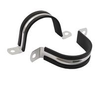 Hordion 10 PCS Rubber Cushioned U Bracket Clamp, 520mm (2") Reinforced Rigid Pipe Strap Rubber Cushioned Insulated Conduit Straps Cable Clamp for Tube Pipe Fixing