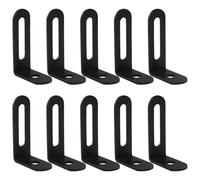Hordion 10Pcs Slotted L Bracket, Stainless Steel L Corner Brace 65 x 32.5x 15mm/2.56 x 1.28 x 0.59in, Adjustable Corner Bracket Black Heavy Duty 90 Degree Corner Fastener for Shelves Furniture Cabinet