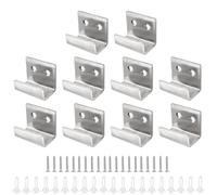 Hordion 10Pcs Stainless Steel Ceramic Tile Hanger, Wall Mounted Hanger Fastener, Heavy Duty Flat J Hooks Hanger - 0.8 Inch / 21mm Inner Width - Wall Hanger Bracket with Screws（Silver）