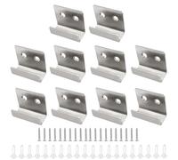 Hordion 10Pcs Stainless Steel Ceramic Tile Hanger, Wall Mounted Hanger Fastener, Heavy Duty Flat J Hooks Hanger - 0.6 Inch / 16mm Inner Width - Wall Hanger Bracket with Screws（Silver）