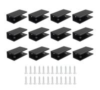 Hordion 12 Pack Square Glass Clamp, Aluminum Alloy Shelf Clamp Clip Glass Holder Support Bracket for 10-12 mm Thick Glass, Black