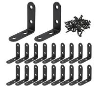 Hordion 20PCS 2 Inch L Brackets, Stainless Steel Right Angle Corner Brace, 90 Degree Shelf Bracket for Shelves Cabinet Chair Wood Furniture, Black