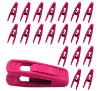 Hordion 20Pcs Velvet Hanger Clips, Strong Finger Clip Non-Slip Pants Hangers Velvet Clips for Thin Felt Hangers, Hot Pink