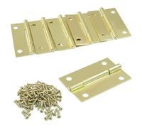 Hordion 24 Pack Folding Butt Hinge, 1-1/2" Cabinet Gate Closet Door Hinge Golden Furniture Hardware with Mounting Screws for Home Projects
