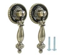 Hordion 2Pcs Bronze Metal Tear Drop Knobs Drawer Pulls Antique Decorative Furniture Drop Knobs for Cabinet Drawer Closet Dresser