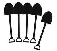 Hordion 50pcs Mini Shovel Shape Spoons, Plastic Dessert Spoon 4.7 Inch Yogurt Ice Cream Shovel, Black