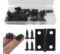 Hordion 50PCS Small Hinges for Wooden Box, 18 x 15mm Black Mini Hinges with Screws for DIY Crafts Miniature Door Small Woodworking Projects