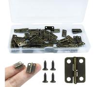 Hordion 50PCS Small Hinges for Wooden Box, 18 x 15mm Bronze Mini Hinges with Screws for DIY Crafts Miniature Door Small Woodworking Projects