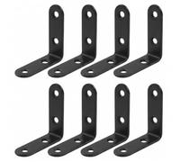 Hordion 8PCS 2 Inch L Brackets, Steel Right Angle Corner Brace Black