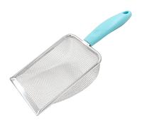 Hordion Cat Litter Scoop Stainless Steel Mesh Scooper, Non-Stick Coated Metal Litter Shovel Fine Sand Litter Scooper for Litter Box Kitten Pooper Lifter, Cyan