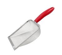 Hordion Cat Litter Scoop Stainless Steel Mesh Scooper, Non-Stick Coated Metal Litter Shovel Fine Sand Litter Scooper for Litter Box Kitten Pooper Lifter, Red