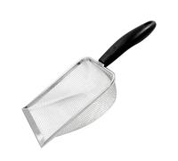 Hordion Cat Litter Scoop Stainless Steel Mesh Scooper, Non-Stick Coated Metal Litter Shovel Fine Sand Litter Scooper for Litter Box Kitten Pooper Lifter, Black