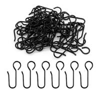 Hordion Curtain Track Hooks, 60pcs Metal S-Shaped Hooks for Bathroom Shower Ceiling Curtain Drape Track, Small Ceiling Curtain Track Hooks, Steel Curtain Wire Hooks (Black)