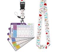 Horee EKG Rhythm Reference Cards with Nurse Print Lanyard, Nursing Badge Buddy Set, ECG Quick Badge Card for RN Paramedic, Nurse Gift