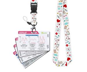 Horee Hemodynamic Monitoring Badge Buddy with Printed Lanyard, ICU Critical Care Nursing Quick Badge Reference Cards RN