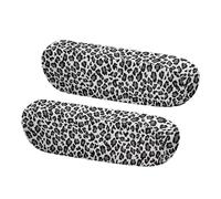 Horeset Black and White Leopard Print 2 Pcs Car Front Seat Armrest Covers Soft Elastic Fabric Cars Armrest Protection Replacement Armrests Covers for SUV Truck and Van