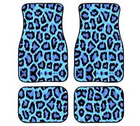 Horeset Blue Leopard Print 4PCS Full Set Carpet Floor Mats, Car Floor Protectors, Universal Fit Mat for Car, SUV, Van Trucks, Front Rear, Driver Passenger Seat Floor Mat Rugs