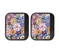 Horeset Bohemian Flower Print 2 Pack Refrigerator Door Handle Covers, Anti-Skid Kitchen Appliance Protector Gloves for Dishwashers Fridge Stove, Luggage Handle Wrap Travel Bag Accessories