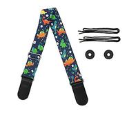 Horeset Tribal Ethnic Style Print Guitar Strap for Electric & Acoustic Guitars,Bass Adjustable Soft Polyester Fabric Strap, Cute Dinosaur