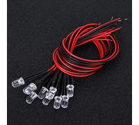 Horett 50Pcs LED Wire LED Light Diode Wire Prewired Leads 5mm Multicolor Quick Flashing 5-12V Round Head White Light Head 20cm Lead with Low Power Consumption for Home Automotive