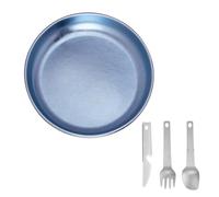 Horett Camping Plates BBQ Plates Metal Salad Ultra-Light Outdoor Dining Set for Camping BBQ Ice Crystal Blue 3 PCS Suit (Ice Crystal Blue)