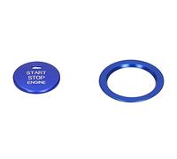 Horett Engine Start Stop Button Trim Aluminum Alloy Cover (Blue) | Scratch Resistant Metal Decor, Dust Shielding, Non Destructive Adhesive, Original Fit, Car Interior Styling, Durable