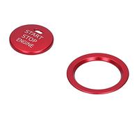 Horett Engine Start Stop Button Trim Aluminum Alloy Cover (Red) | Scratch Resistant Metal Decor, Dust Shielding, Non Destructive Adhesive, Original Fit, Car Interior Styling, Durable