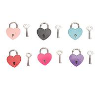Horett Heart Padlocks 6 Pack Zinc Alloy 1.3 Inch Assorted | Zinc Alloy Construction, Six Assorted Colors, Diary Locks for Journals, Jewelry Boxes, Handbags and Drawers